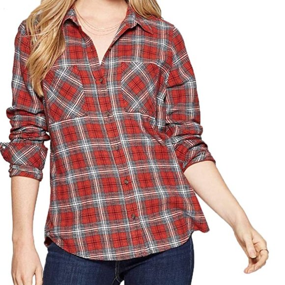 Universal Thread Tops - Universal Thread Women's Plaid Long Sleeve Cotton